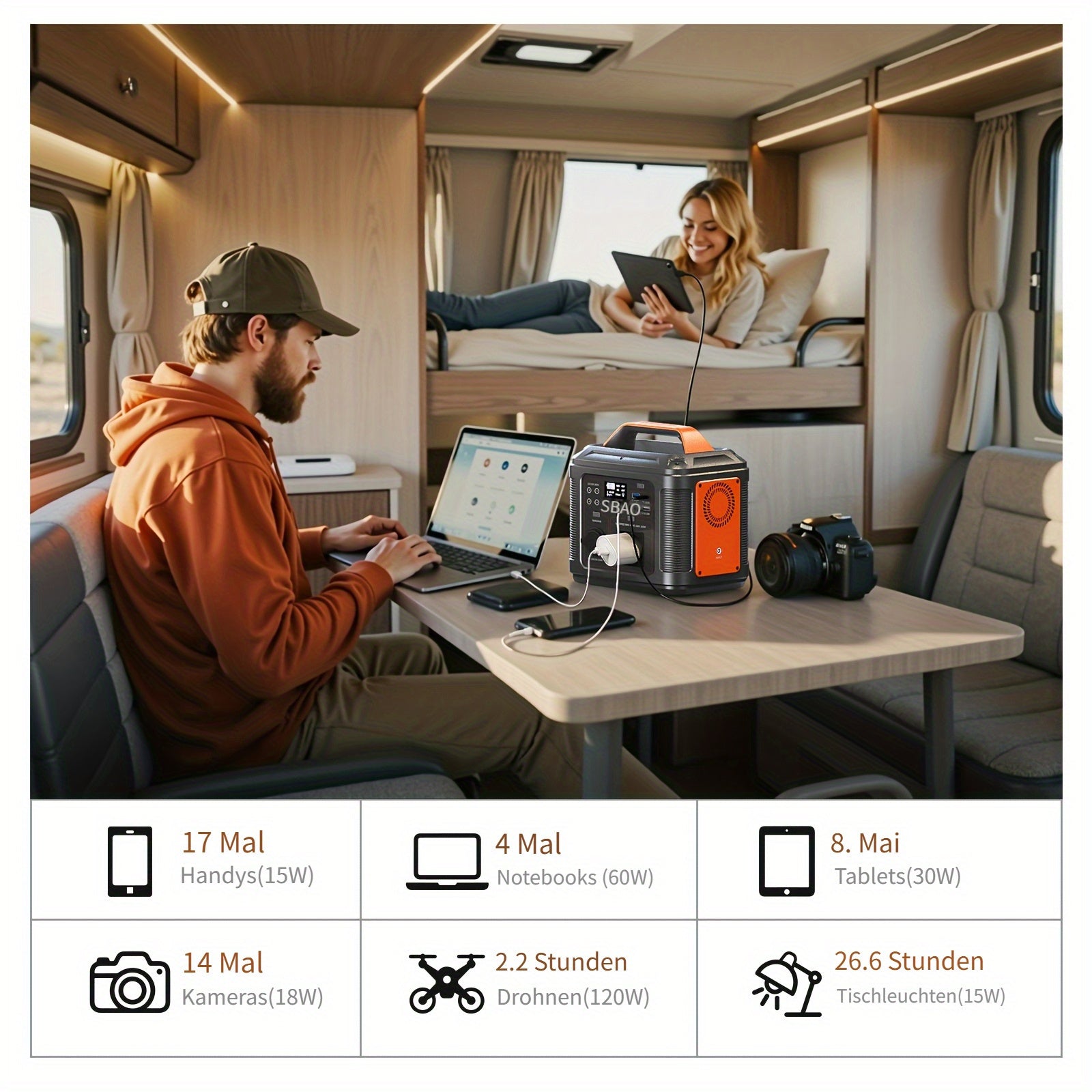 Powerbank, 60W für Camping und Reisen – Detailansicht 6
