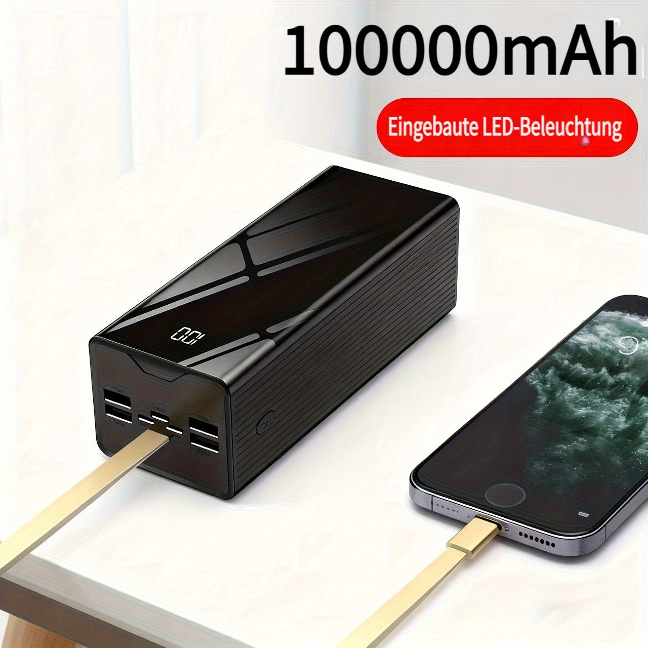 Powerbank, Hellrot für Reisen – Detailansicht 24