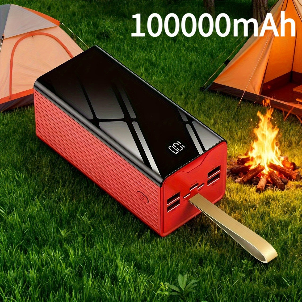 Powerbank, Hellrot für Reisen – Detailansicht 25