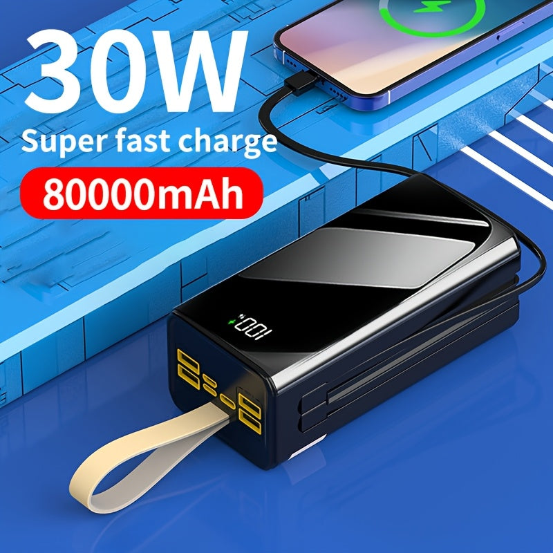 Powerbank, integriertes Ladekabel/LED-Stromanzeige/Licht für Reisen und Camping – Detailansicht 9
