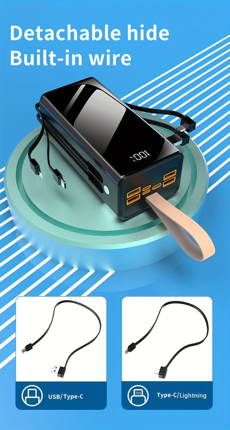 Powerbank, integriertes Ladekabel/LED-Stromanzeige/Licht für Reisen und Camping – Detailansicht 20