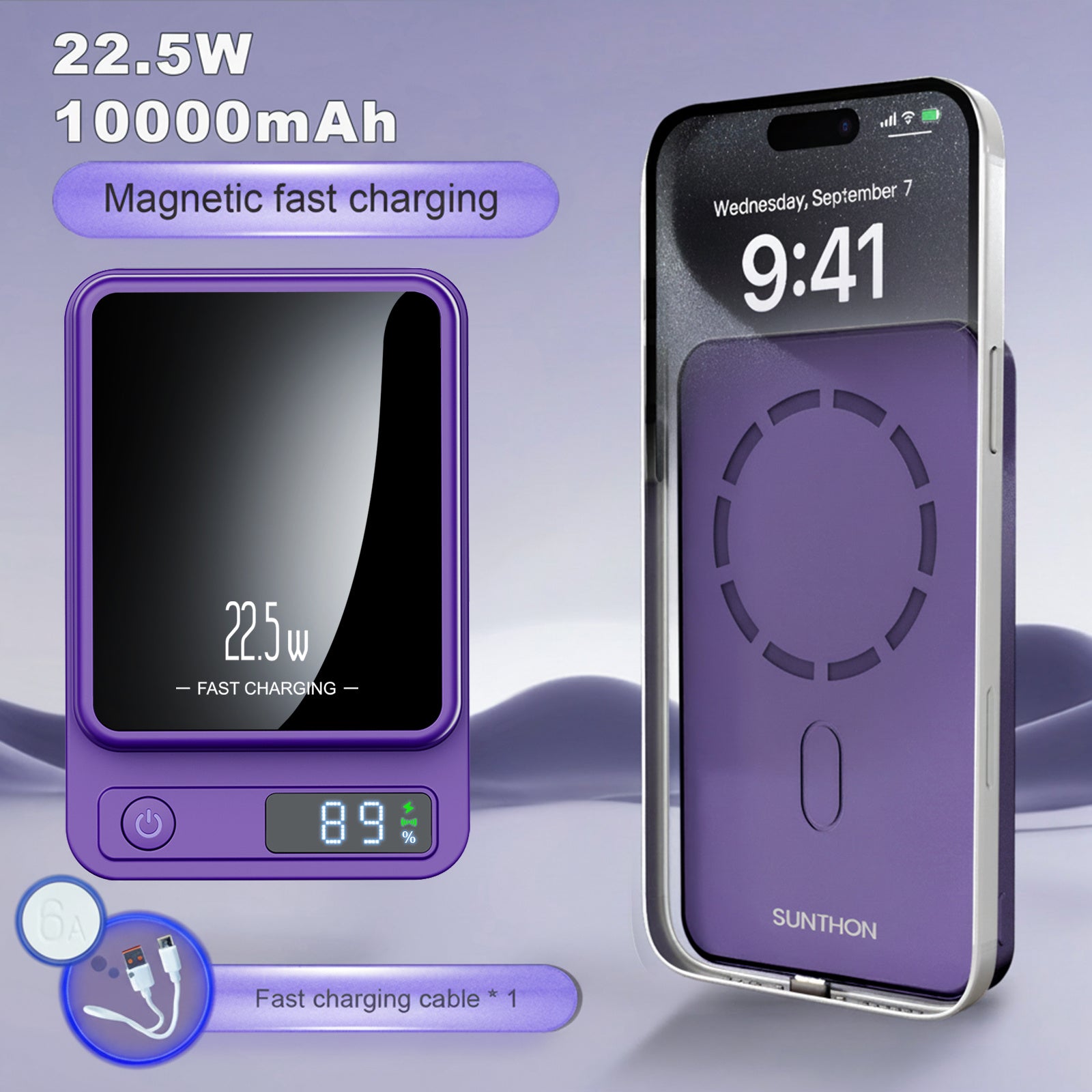 Powerbank, LED-Beleuchtung für iPhone 17 und 12 Android Universal – Detailansicht 3