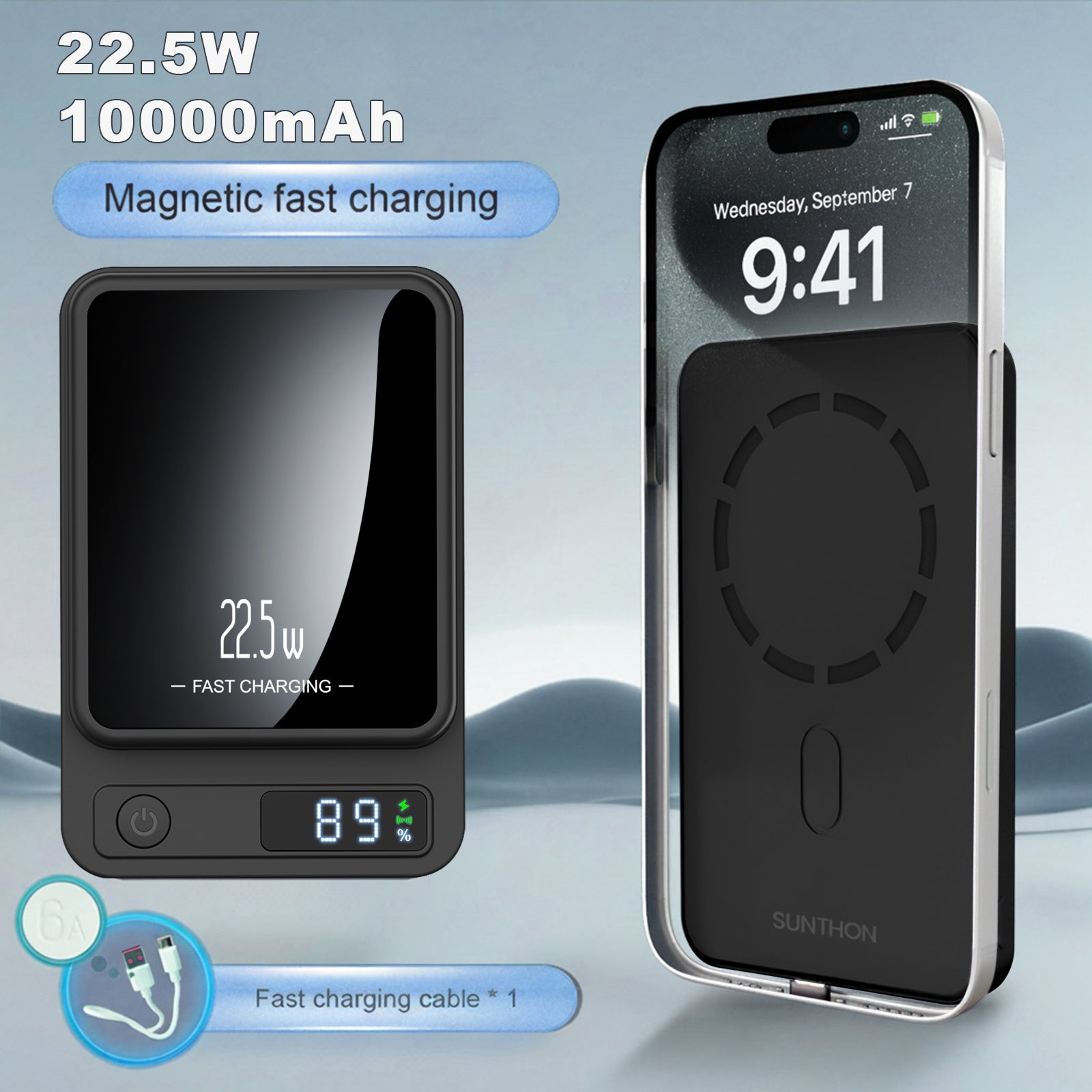 Powerbank, LED-Beleuchtung für iPhone 17 und 12 Android Universal – Detailansicht 7