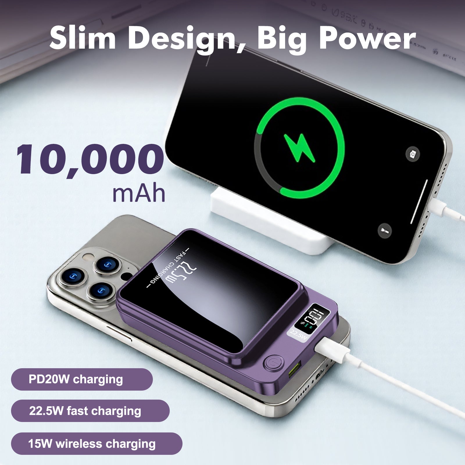 Powerbank, LED-Beleuchtung für iPhone 17 und 12 Android Universal – Detailansicht 13