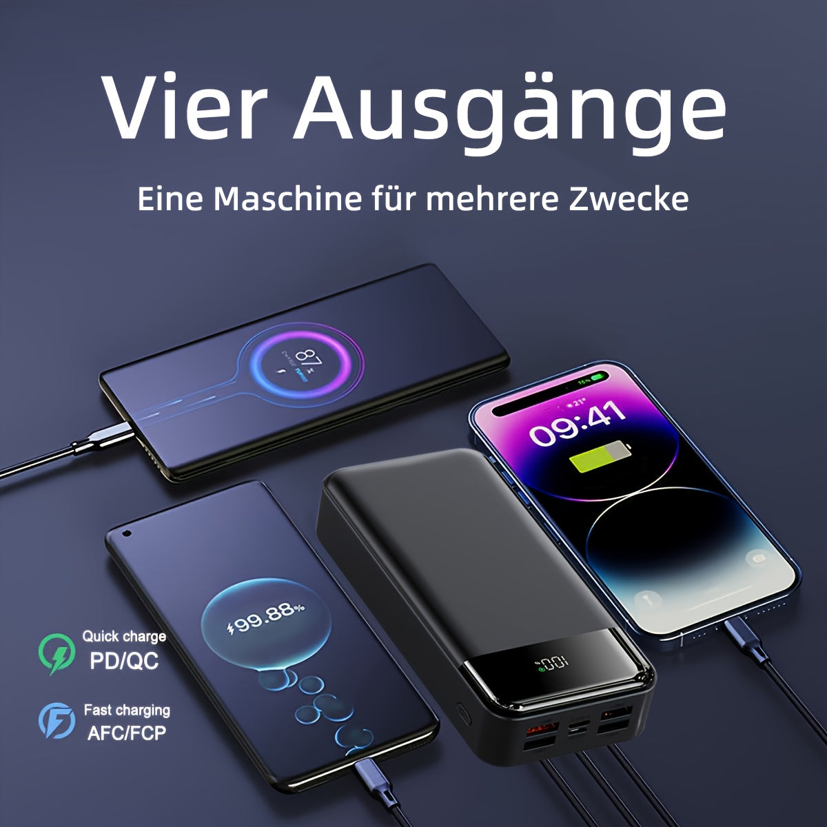 Powerbank, LED-Beleuchtung für Schnelles Laden von iPhone und Android-Geräten – Detailansicht 5