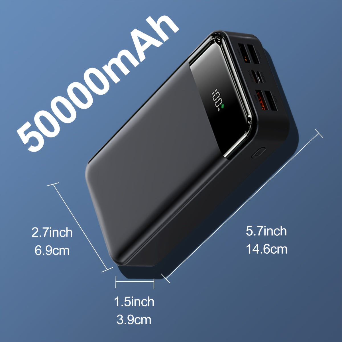 Powerbank, LED-Beleuchtung für Schnelles Laden von iPhone und Android-Geräten – Detailansicht 7