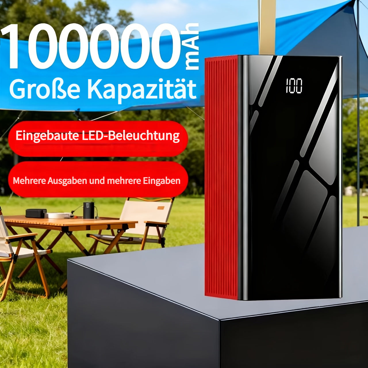 Powerbank, mit Campinglicht/LED-Power-Display für Camping und iPhone – Detailansicht 5