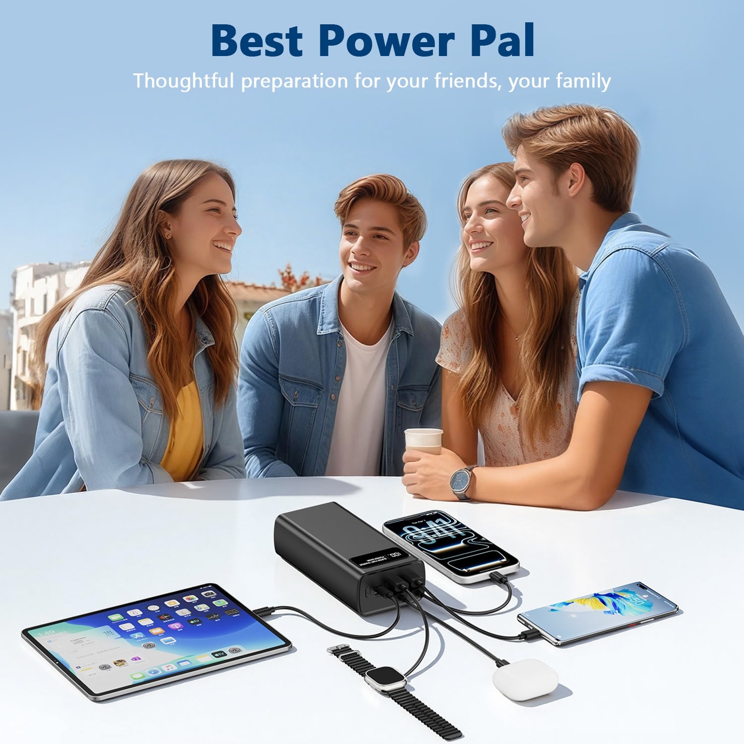 Powerbank, Schwarz für den Außenbereich – Detailansicht 2