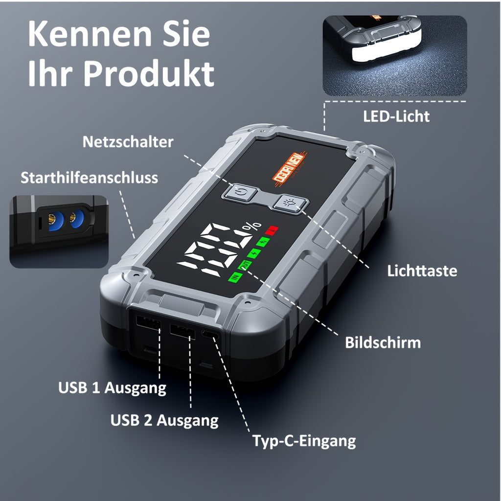 Powerbank, Silbrig Gelb-B07 für Fahrzeug – Hauptansicht