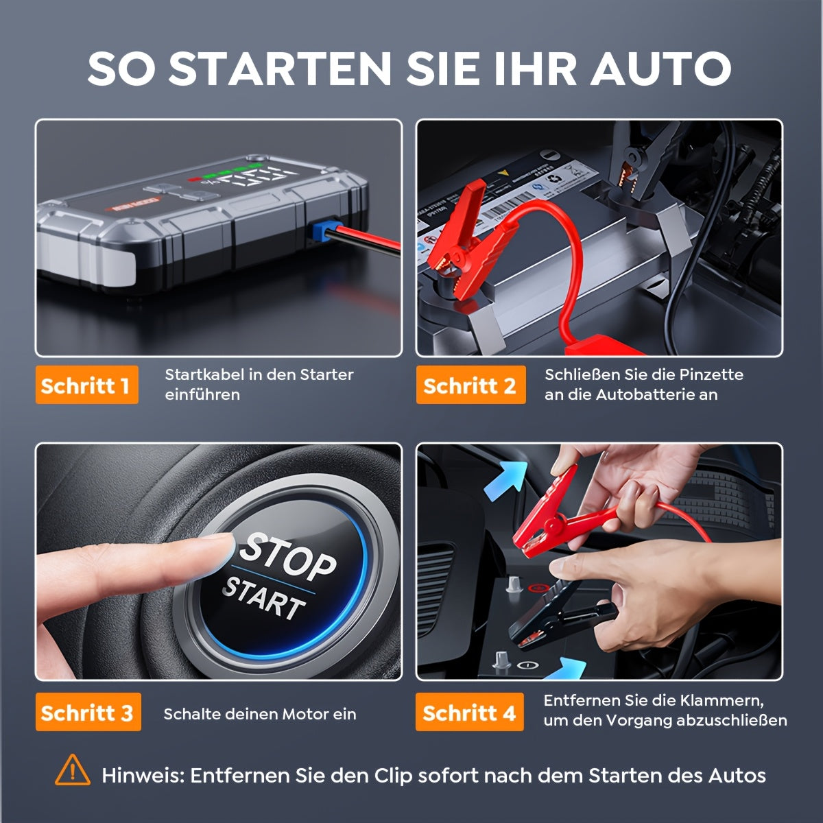 Powerbank, Silbrig Gelb-B07 für Fahrzeug – Detailansicht 2