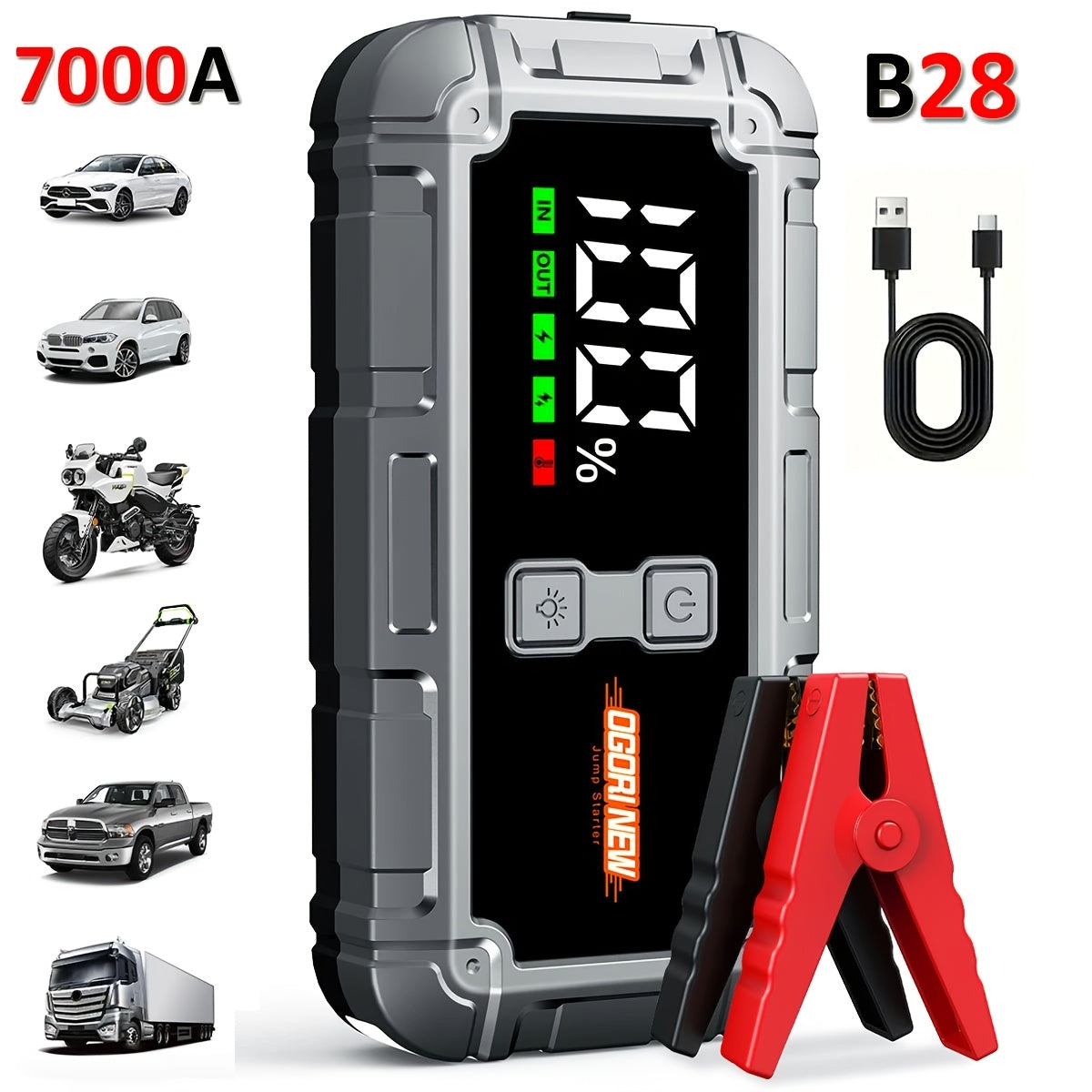 Powerbank, Silbrig Gelb-B07 für Fahrzeug – Detailansicht 5