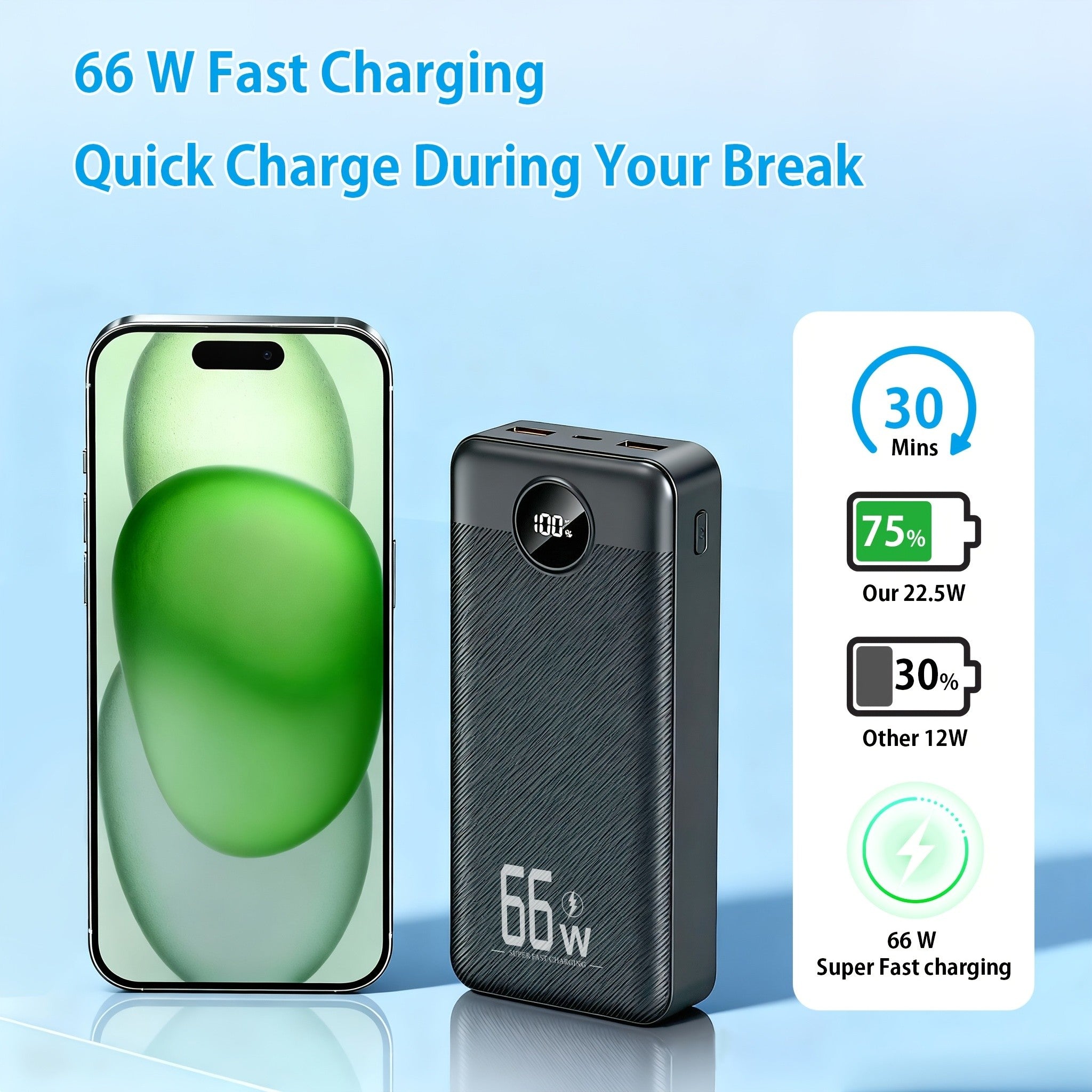 Powerbank, Tintenschwarz-50000mAh für Alltag – Detailansicht 16
