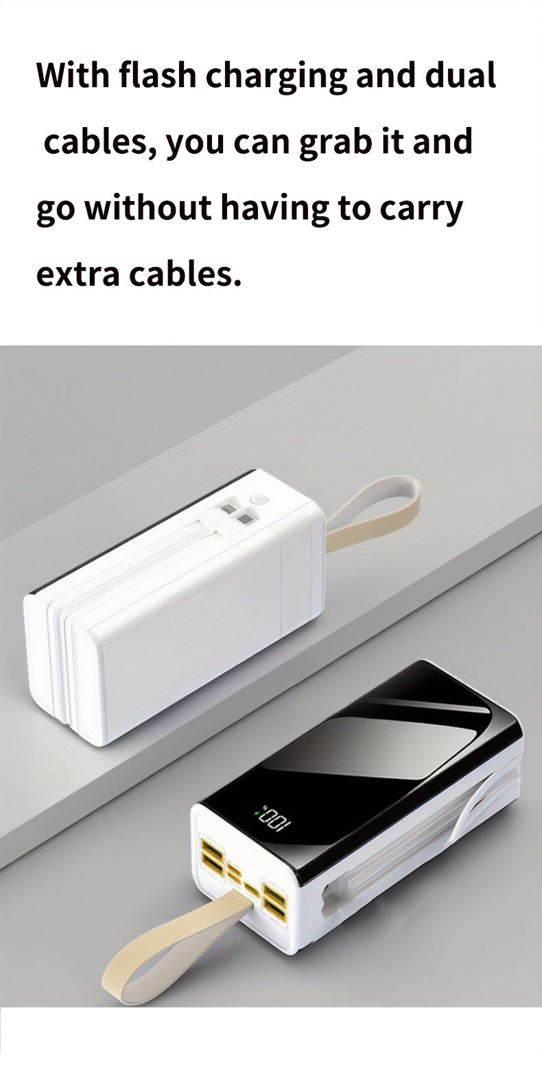 Powerbank, wird mit einem Schlüsselband und LED-Licht geliefert für Zuhause – Detailansicht 5