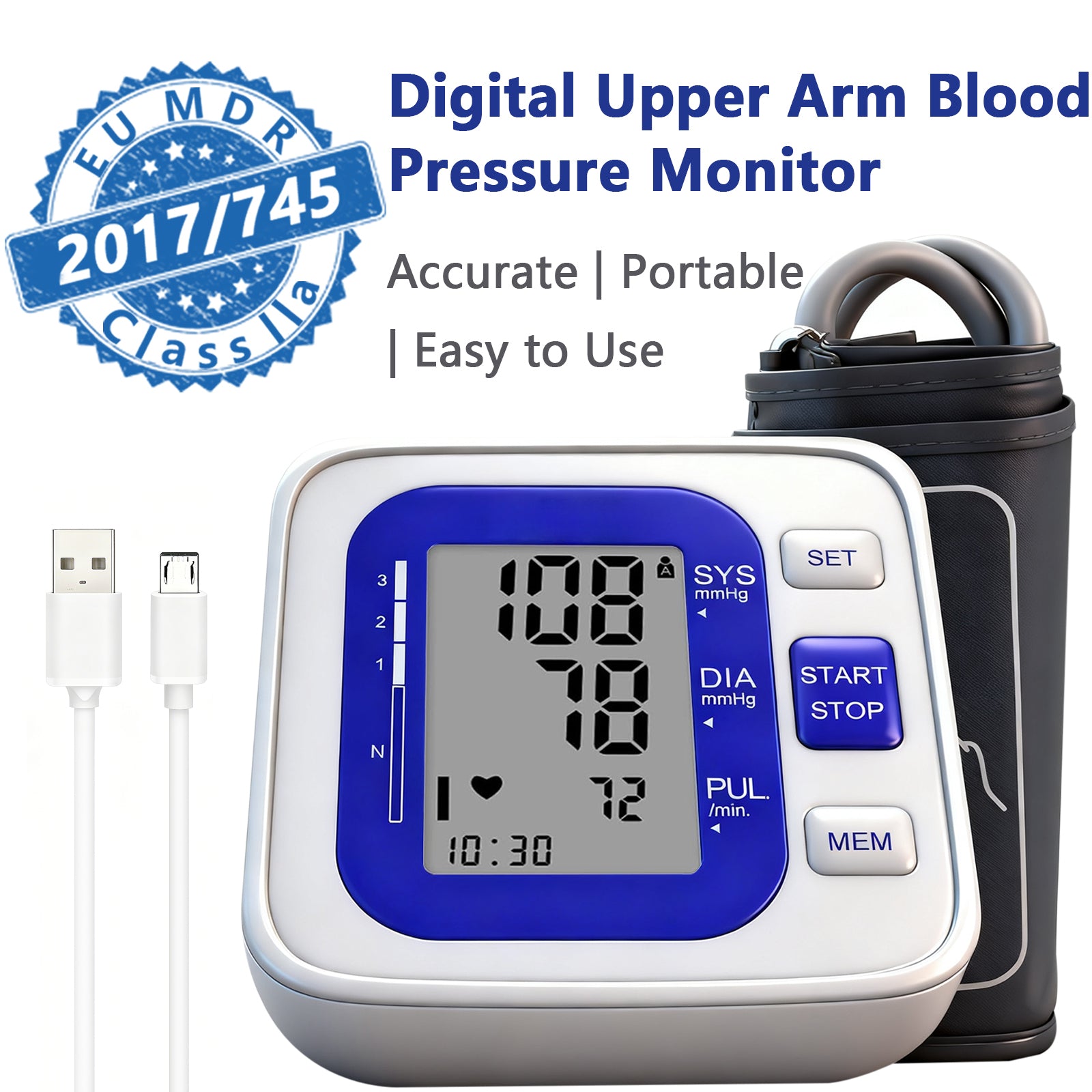 Präzise digitale Armblutdruckmessgeräte, 40cm für den Heimgebrauch und Fahrzeug – Hauptansicht