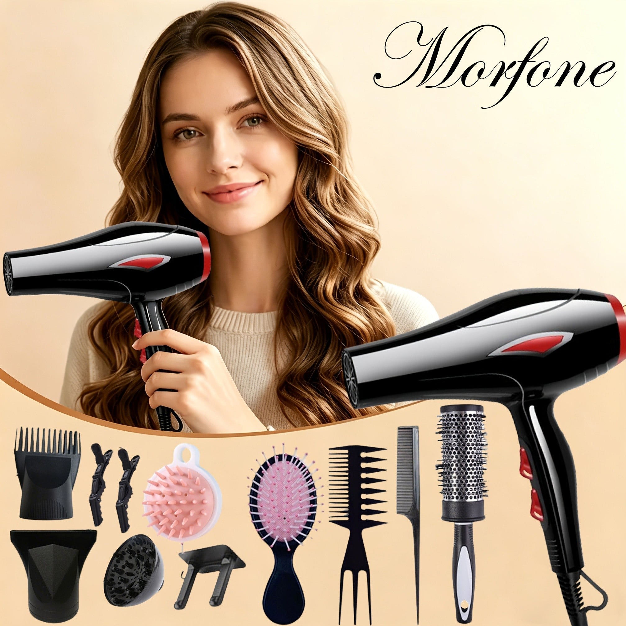 Professioneller Haartrockner, Schwarz 12St für Wohnzimmer und Zuhause – Detailansicht 15