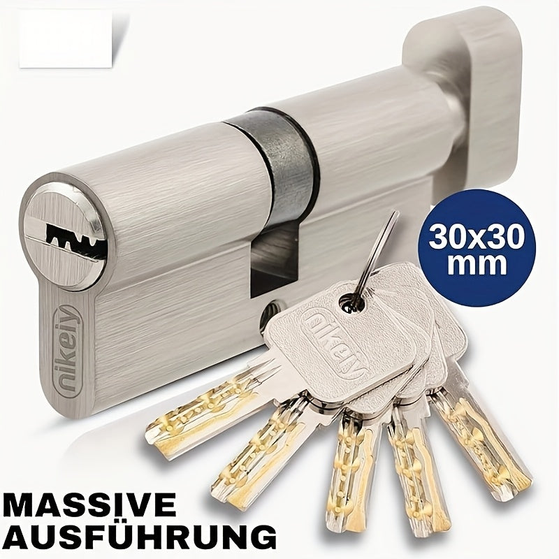 Profilzylinder-Türschloss, Set mit 1 Zylinderriegel 45/45 für Alltag und Zuhause – Detailansicht 2
