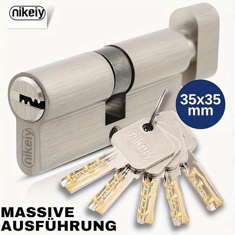 Profilzylinder-Türschloss, Set mit 1 Zylinderriegel 45/45 für Alltag und Zuhause – Detailansicht 7