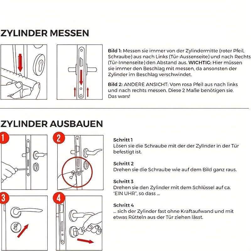 Profilzylinder-Türschloss, Zylinder-Türschloss mit 5 Schlüsseln für Alltag und Zuhause – Detailansicht 2