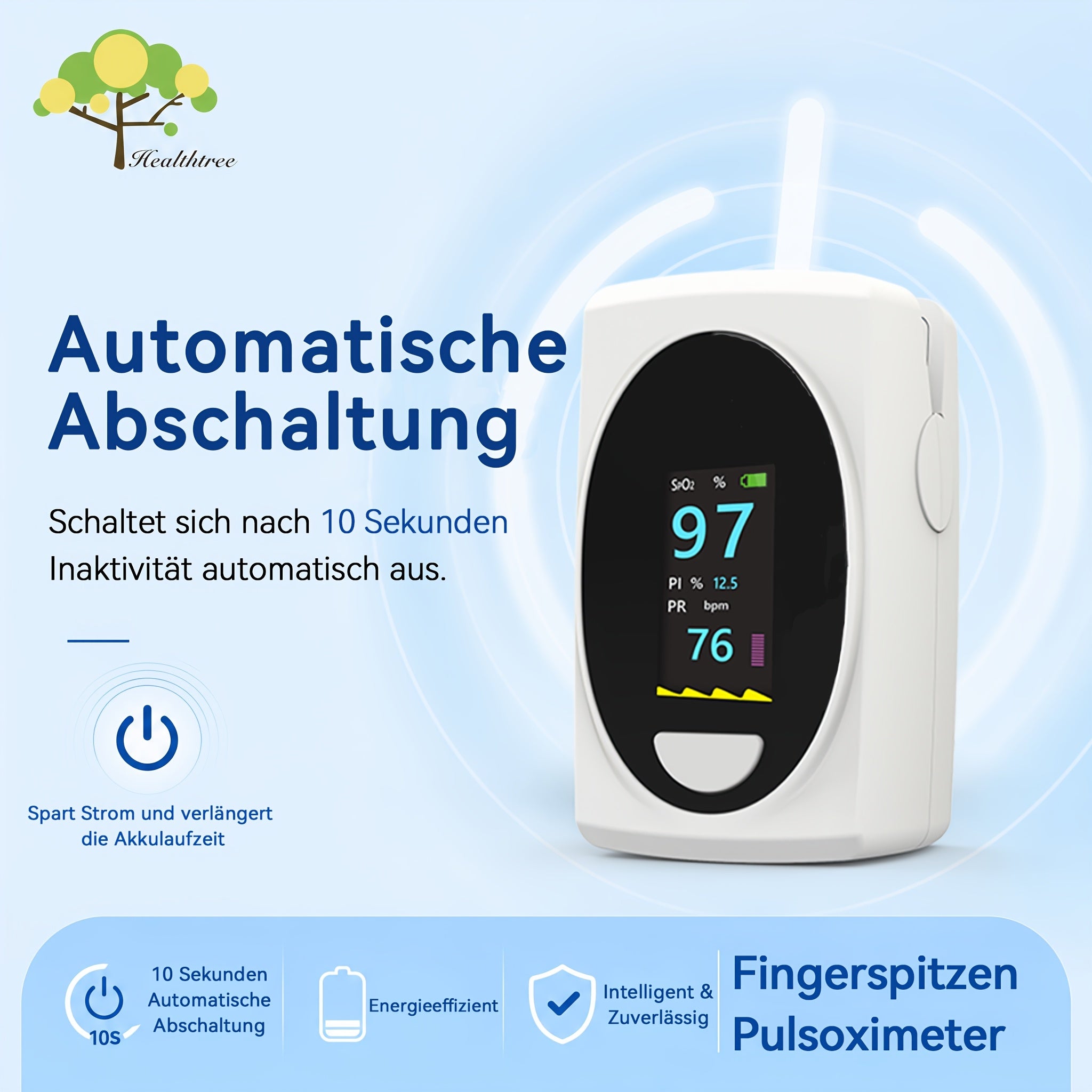 Pulsoximeter Fingerspitzen-Gerät, Weiß für Schlafzimmer und Bett – Hauptansicht
