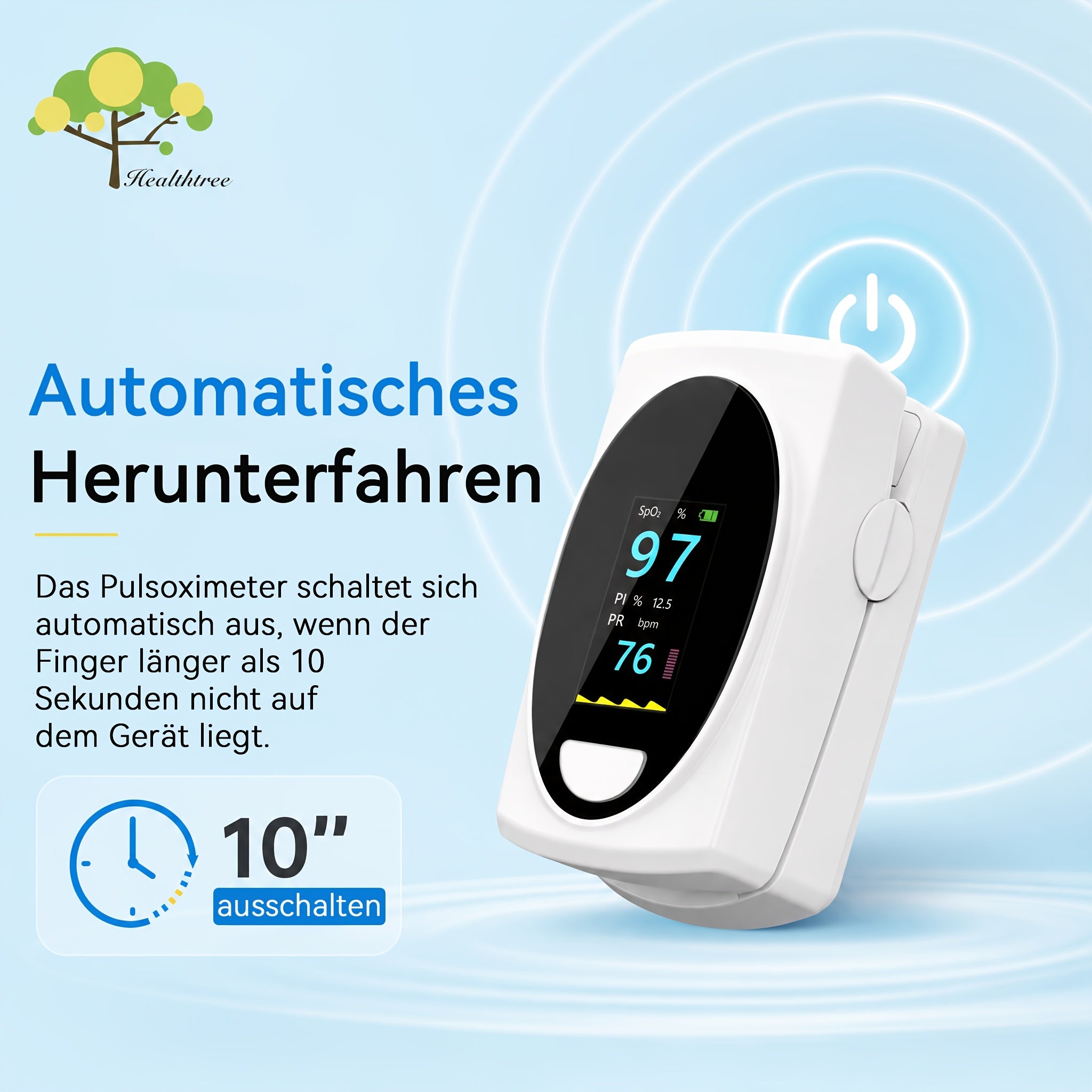 Pulsoximeter Fingerspitzen-Gerät, Weiß für Schlafzimmer und Bett – Detailansicht 5