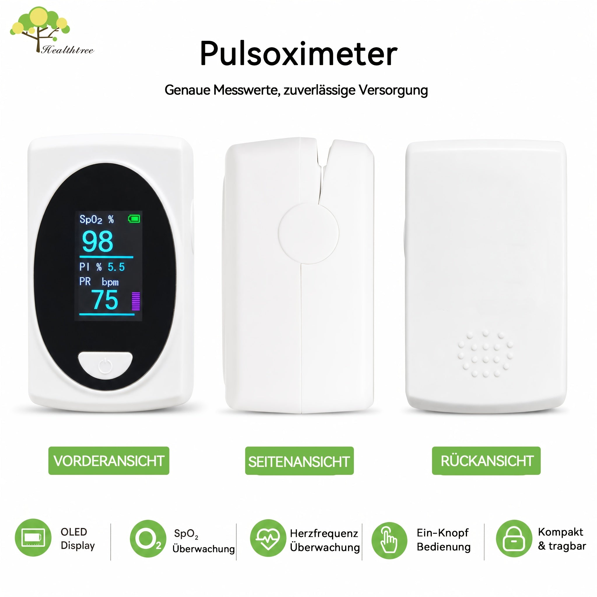 Pulsoximeter Fingerspitzen-Gerät, Weiß für Schlafzimmer und Bett – Detailansicht 8