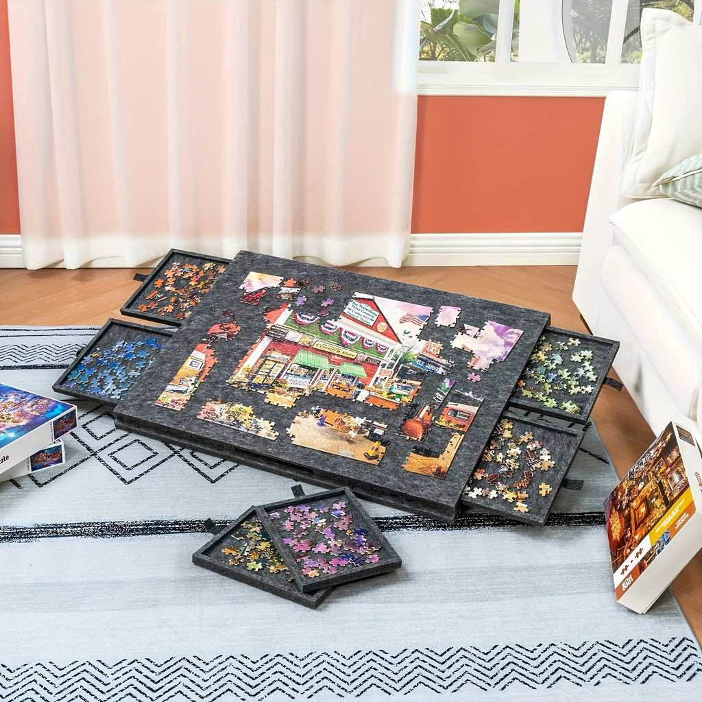 Puzzletisch, 1 Stk. +6 Schubladen +2 Aufbewahrungsbox für Hobby und Kreativprojekte – Detailansicht 2