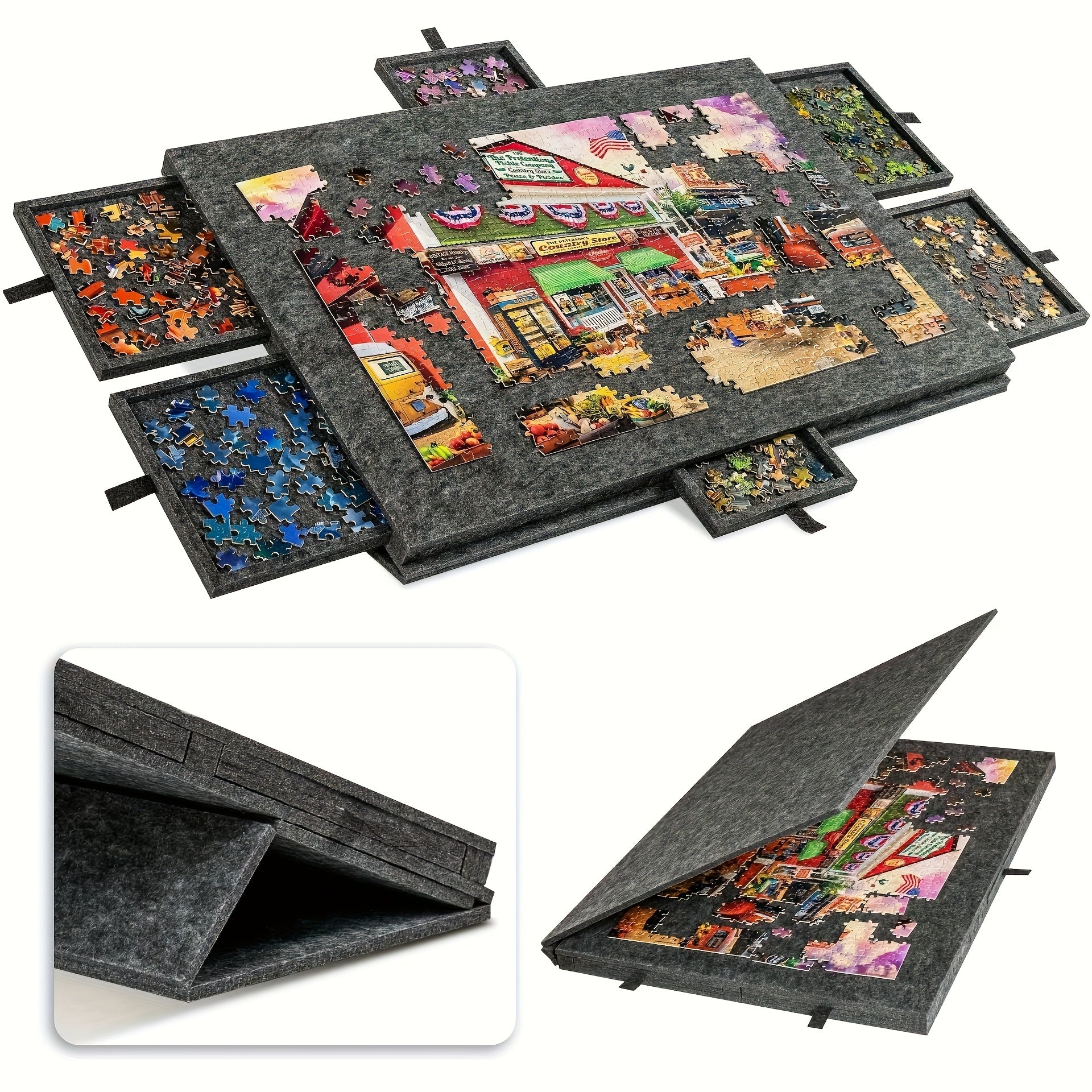 Puzzletisch, 1 Stk. +6 Schubladen +2 Aufbewahrungsbox für Hobby und Kreativprojekte – Detailansicht 7