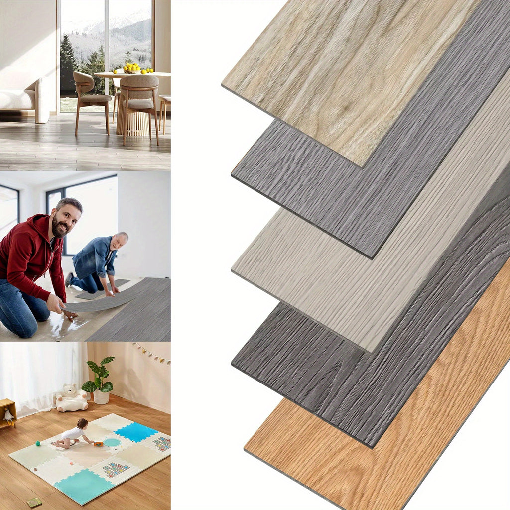 PVC-Bodenbelag Vinylboden, 18 Stück für 5M² Klick Vinylboden Laminat Kleber und Nacht Eich – Hauptansicht