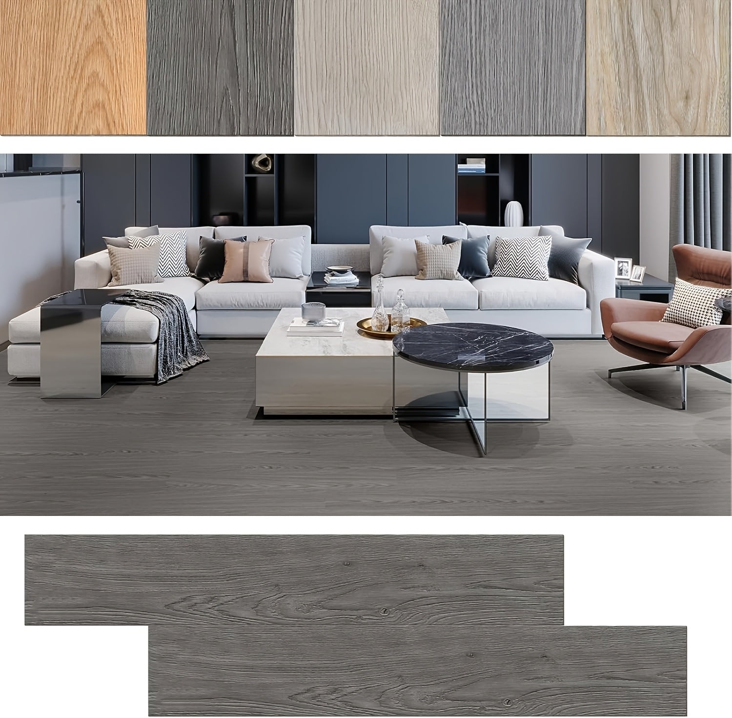 PVC-Bodenbelag Vinylboden, 18 Stück für 5M² Klick Vinylboden Laminat Kleber und Nacht Eich – Detailansicht 11