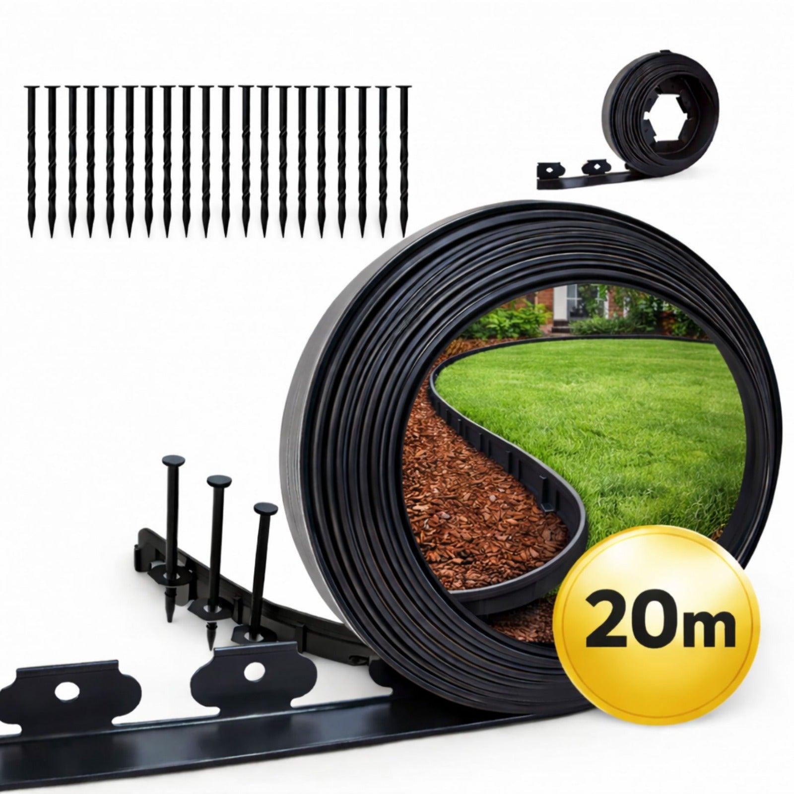 Rasenkante Flexible Gartenkante Höhe, Kunststoff für Garten und Terrasse – Hauptansicht