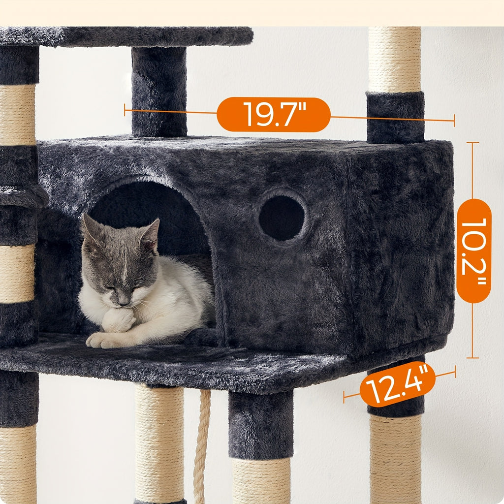 Rauchgraues Katzenbaum, 164 cm für Haustiere und Zuhause – Hauptansicht