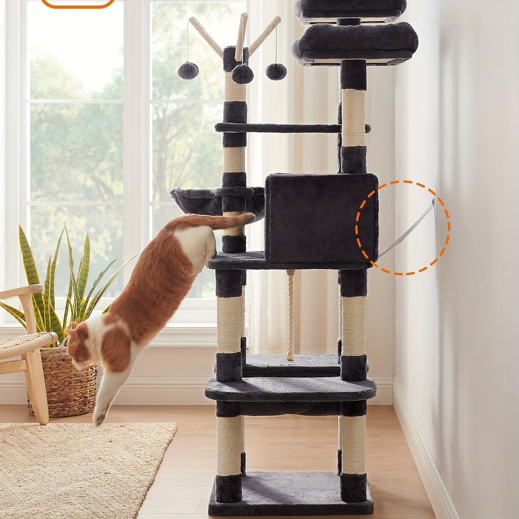 Rauchgraues Katzenbaum, 164 cm für Haustiere und Zuhause – Detailansicht 3