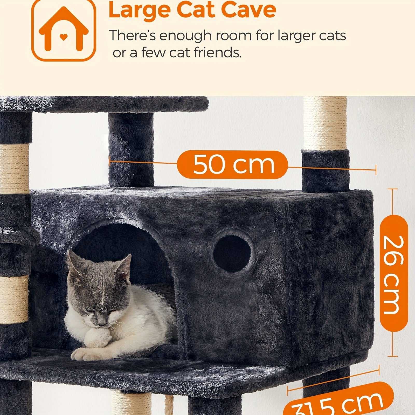 Rauchgraues Katzenbaum, 164 cm für Haustiere und Zuhause – Detailansicht 6
