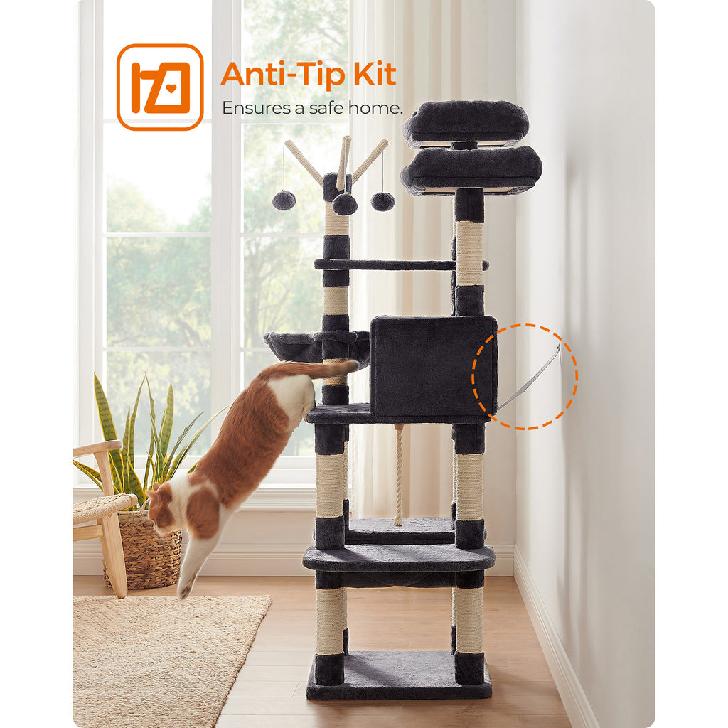 Rauchgraues Katzenbaum, 164 cm für Haustiere und Zuhause – Detailansicht 7