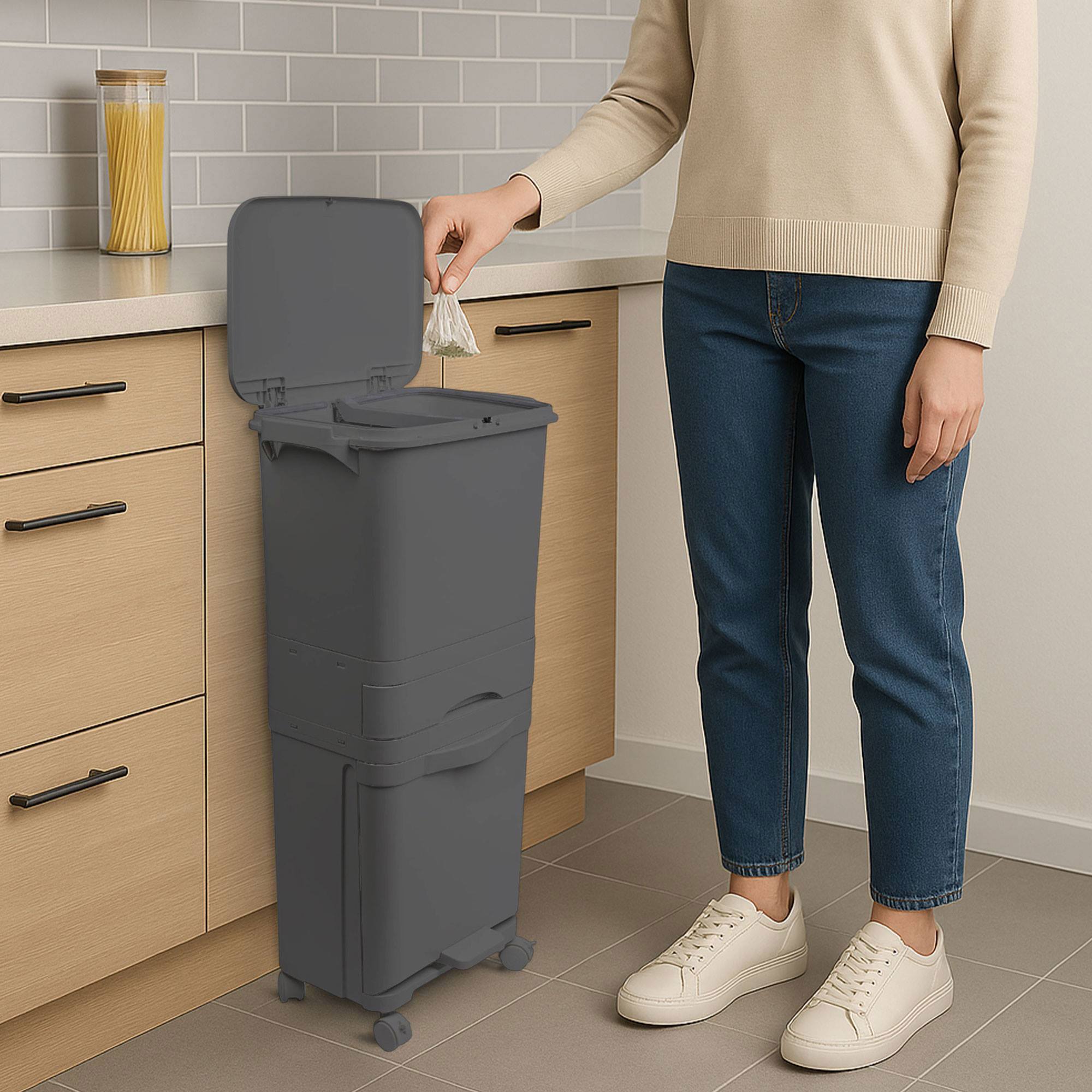 Recyclingbehälter, 38L für Alltag und Zuhause – Detailansicht 20