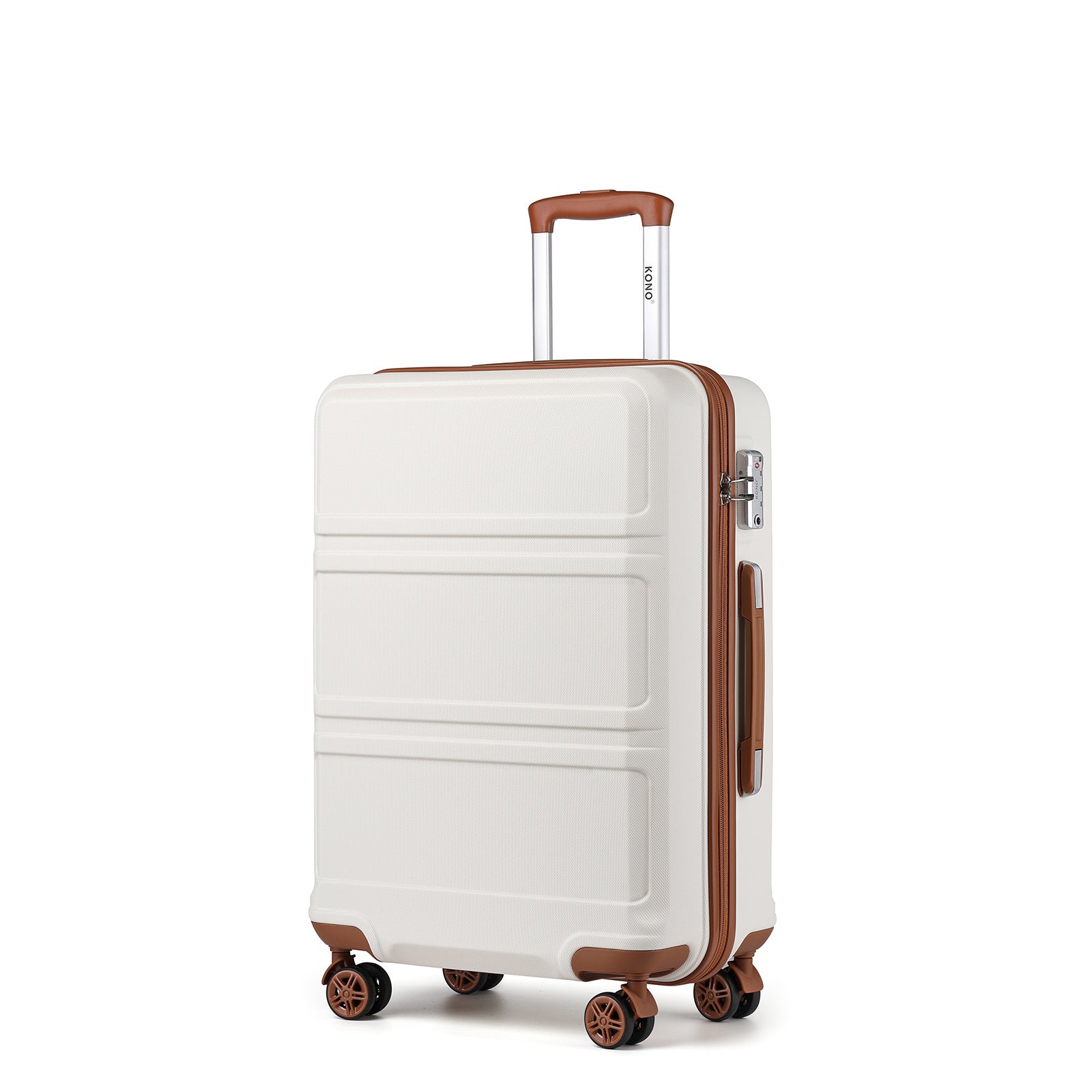 Reisekoffer, 2 Stk. Cremeweißer 20-Zoll-Koffer + Reisetasche für Alltag und Camping – Hauptansicht