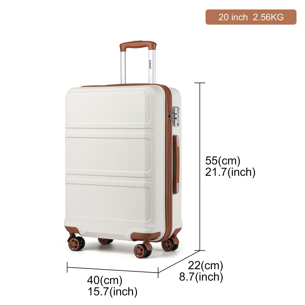 Reisekoffer, 2 Stk. Cremeweißer 20-Zoll-Koffer + Reisetasche für Alltag und Camping – Detailansicht 4