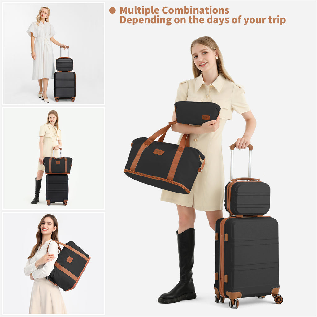 Reisekoffer, 2 Stk. Cremeweißer 20-Zoll-Koffer + Reisetasche für Alltag und Camping – Detailansicht 17