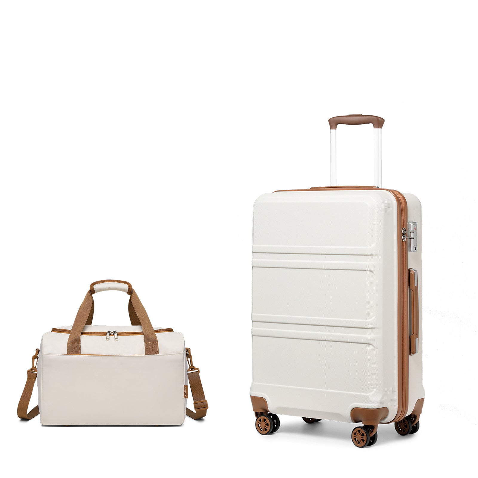 Reisekoffer, 2 Stk. Cremeweißer 20-Zoll-Koffer + Reisetasche für Alltag und Camping – Detailansicht 24