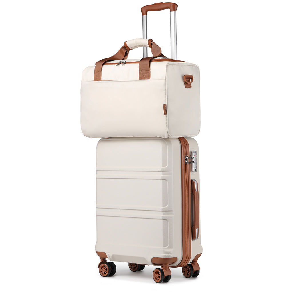 Reisekoffer, 2 Stk. Cremeweißer 20-Zoll-Koffer + Reisetasche für Alltag und Camping – Detailansicht 25