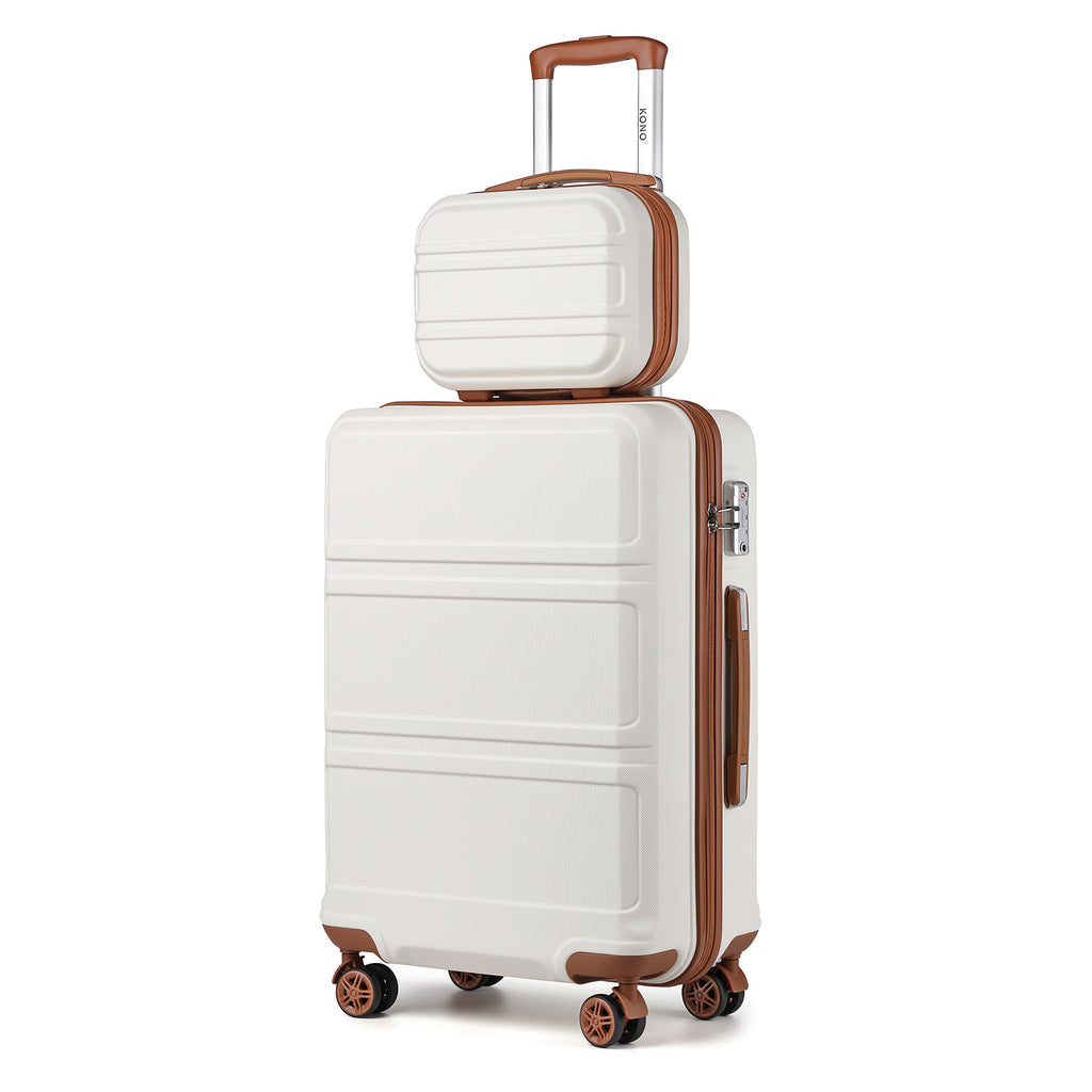 Reisekoffer, 2 Stk. Cremeweißer 20-Zoll-Koffer + Reisetasche für Alltag und Camping – Detailansicht 38