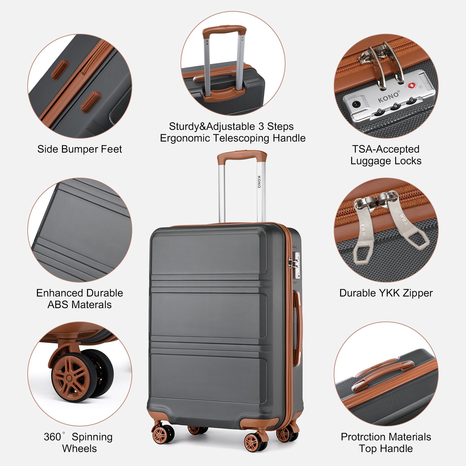 Reisekoffer, 2 Stk. Cremeweißer 20-Zoll-Koffer + Reisetasche für Alltag und Camping – Detailansicht 76