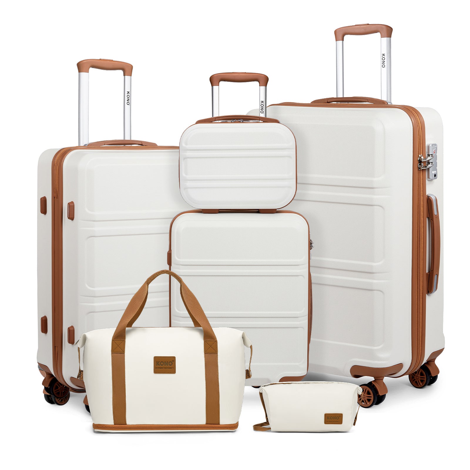 Reisekoffer, 6-teiliges Camping-Hardcase-ABS-Roller-Handgepäck-Kof für Freizeit und Camping – Hauptansicht