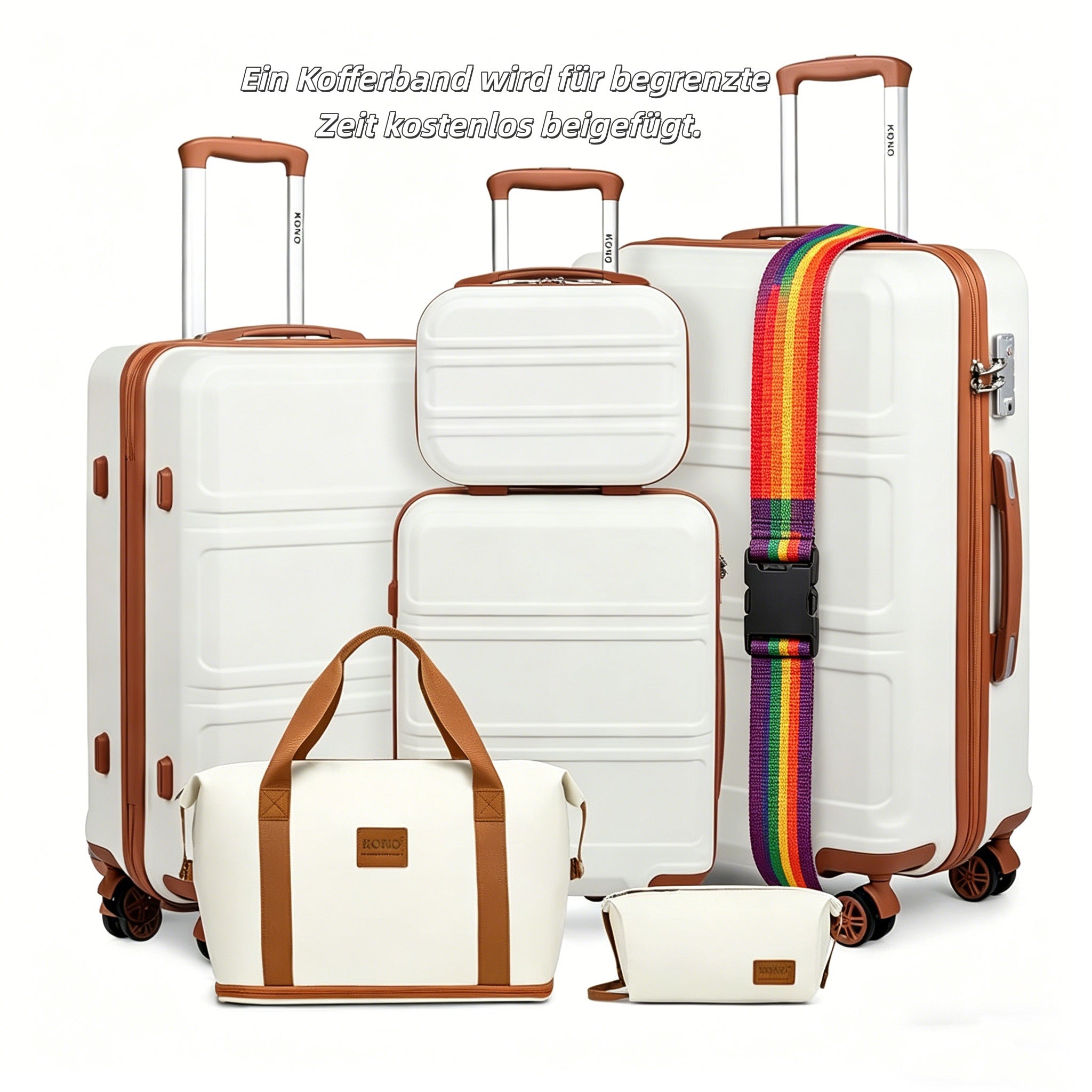 Reisekoffer, 6-teiliges Camping-Hardcase-ABS-Roller-Handgepäck-Kof für Freizeit und Camping – Detailansicht 24