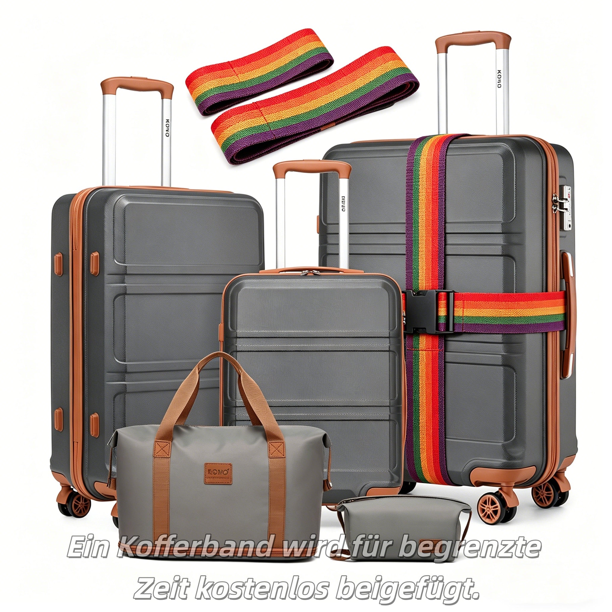 Reisekoffer, 6-teiliges Camping-Hardcase-ABS-Roller-Handgepäck-Kof für Freizeit und Camping – Detailansicht 28