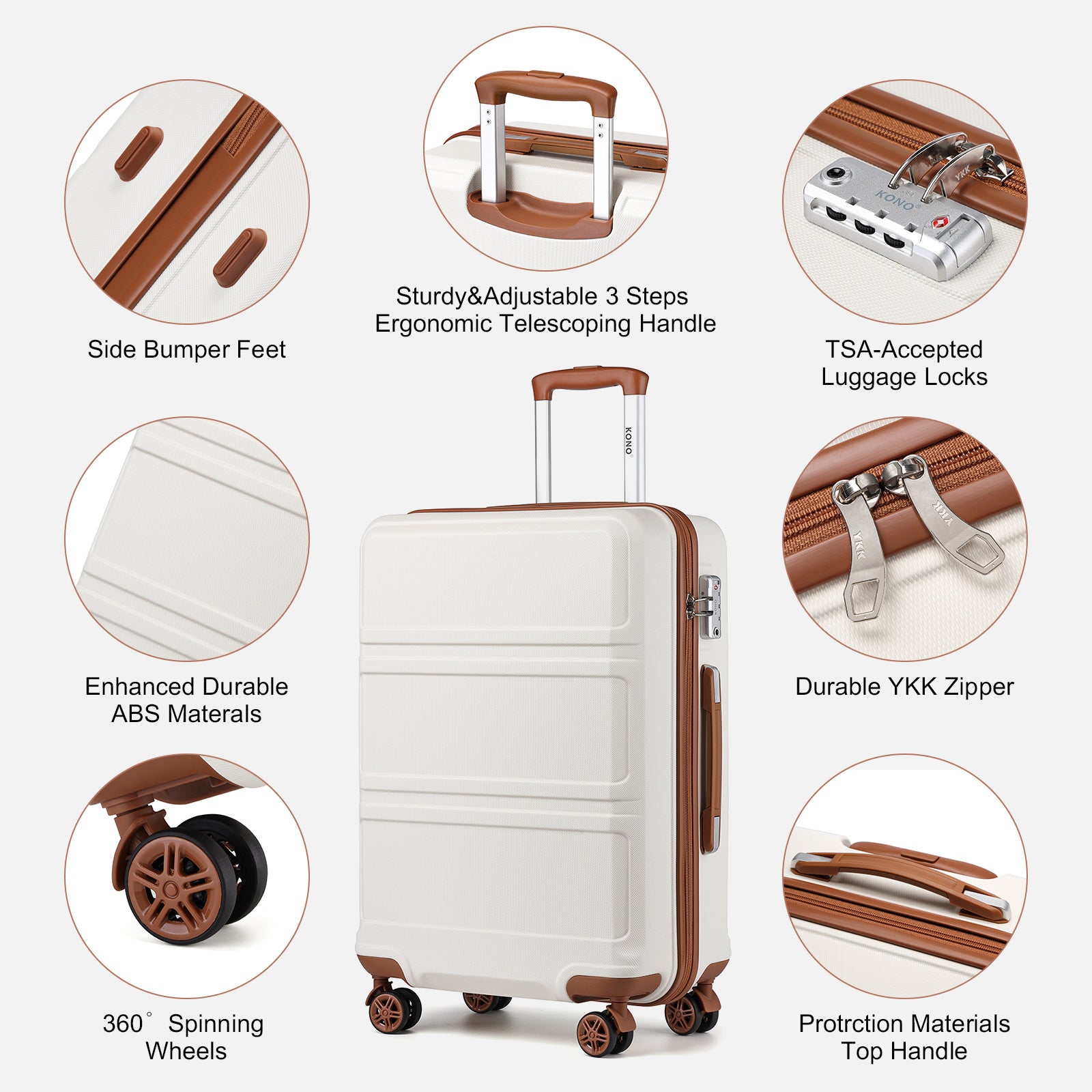 Reisekoffer, 6-teiliges Camping-Hardcase-ABS-Roller-Handgepäck-Kof für Freizeit und Camping – Detailansicht 32