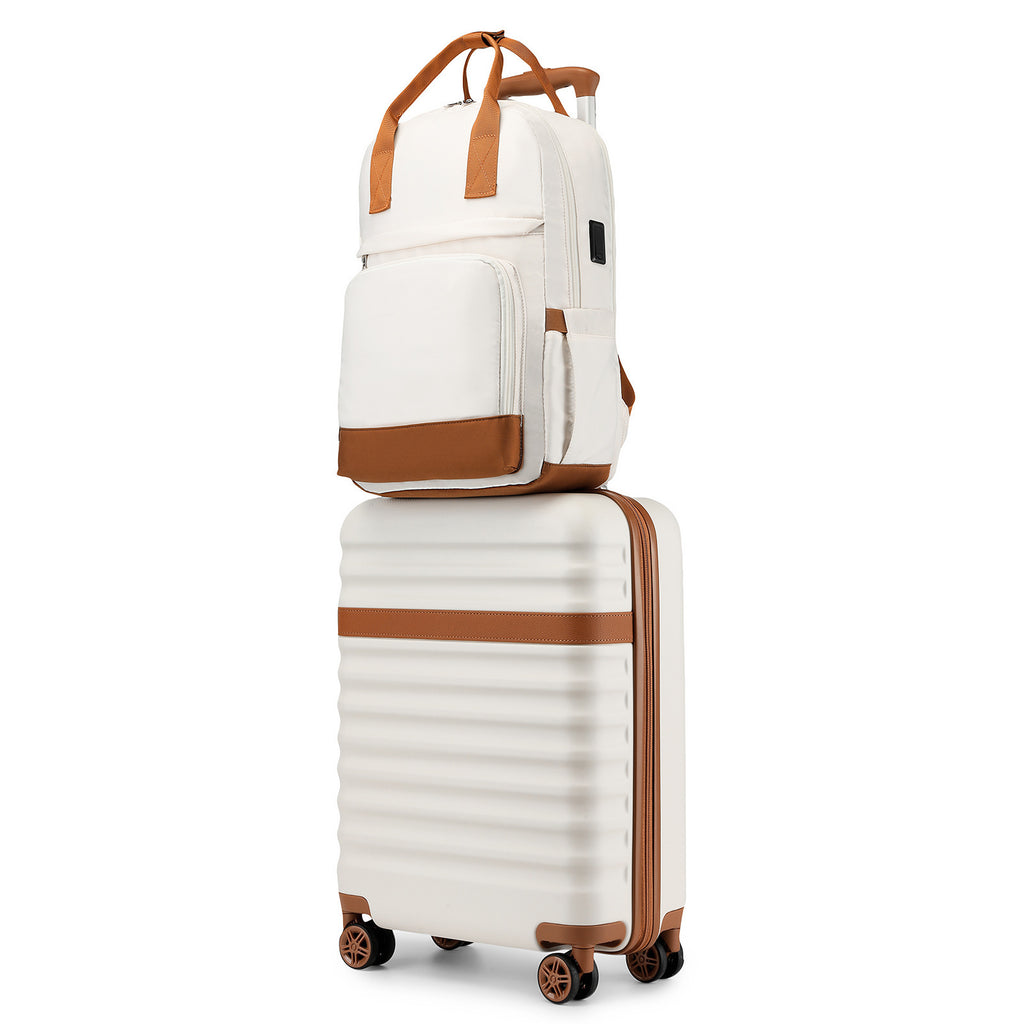 Reisekoffer, Creme/Braun für Freizeit – Detailansicht 2