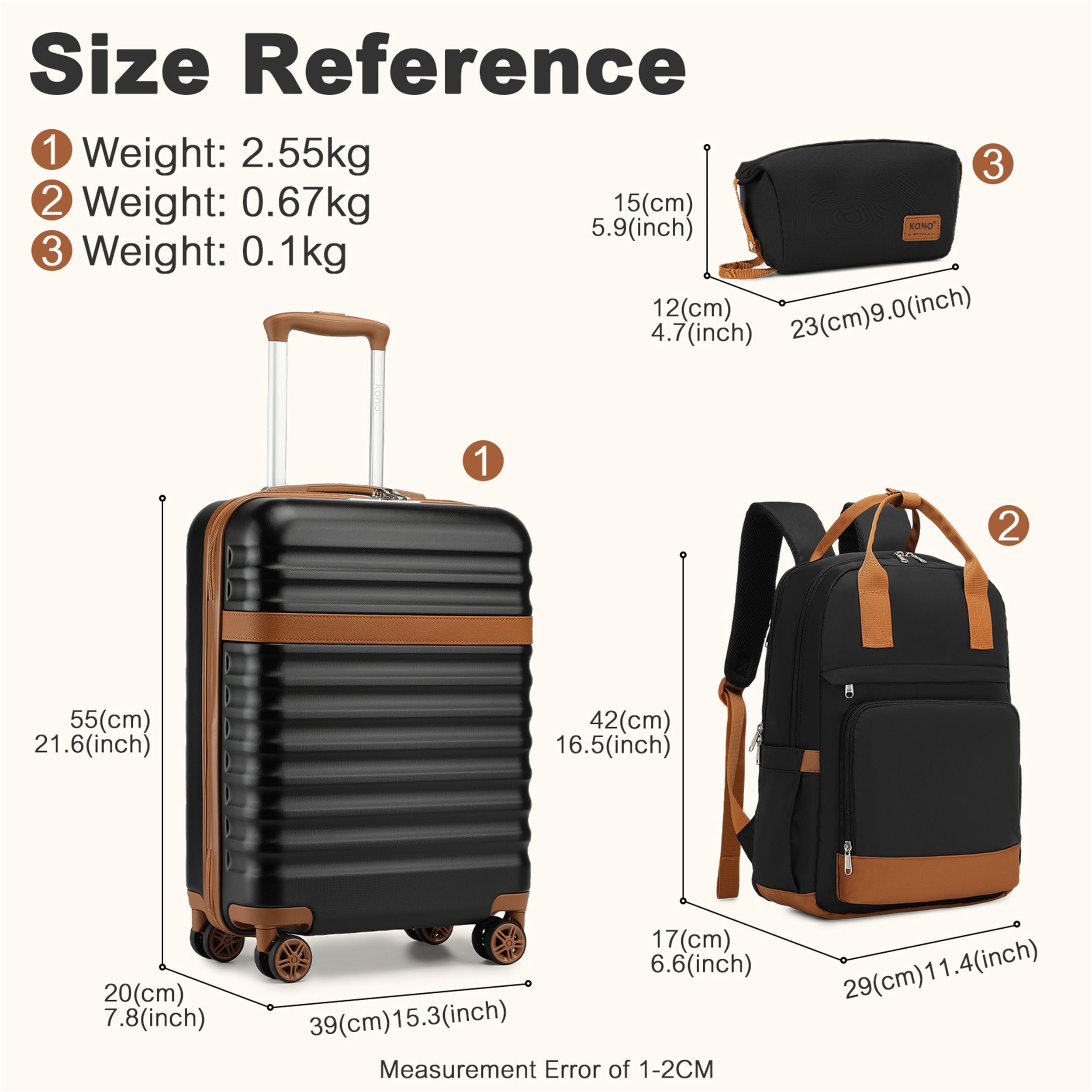 Reisekoffer, Creme/Braun für Freizeit – Detailansicht 13