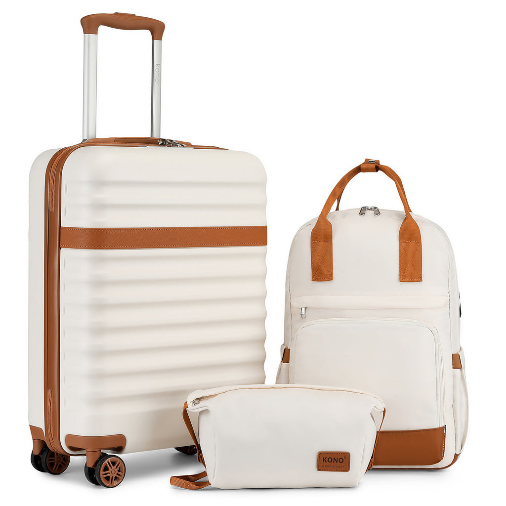 Reisekoffer, Creme/Braun für Freizeit – Detailansicht 21
