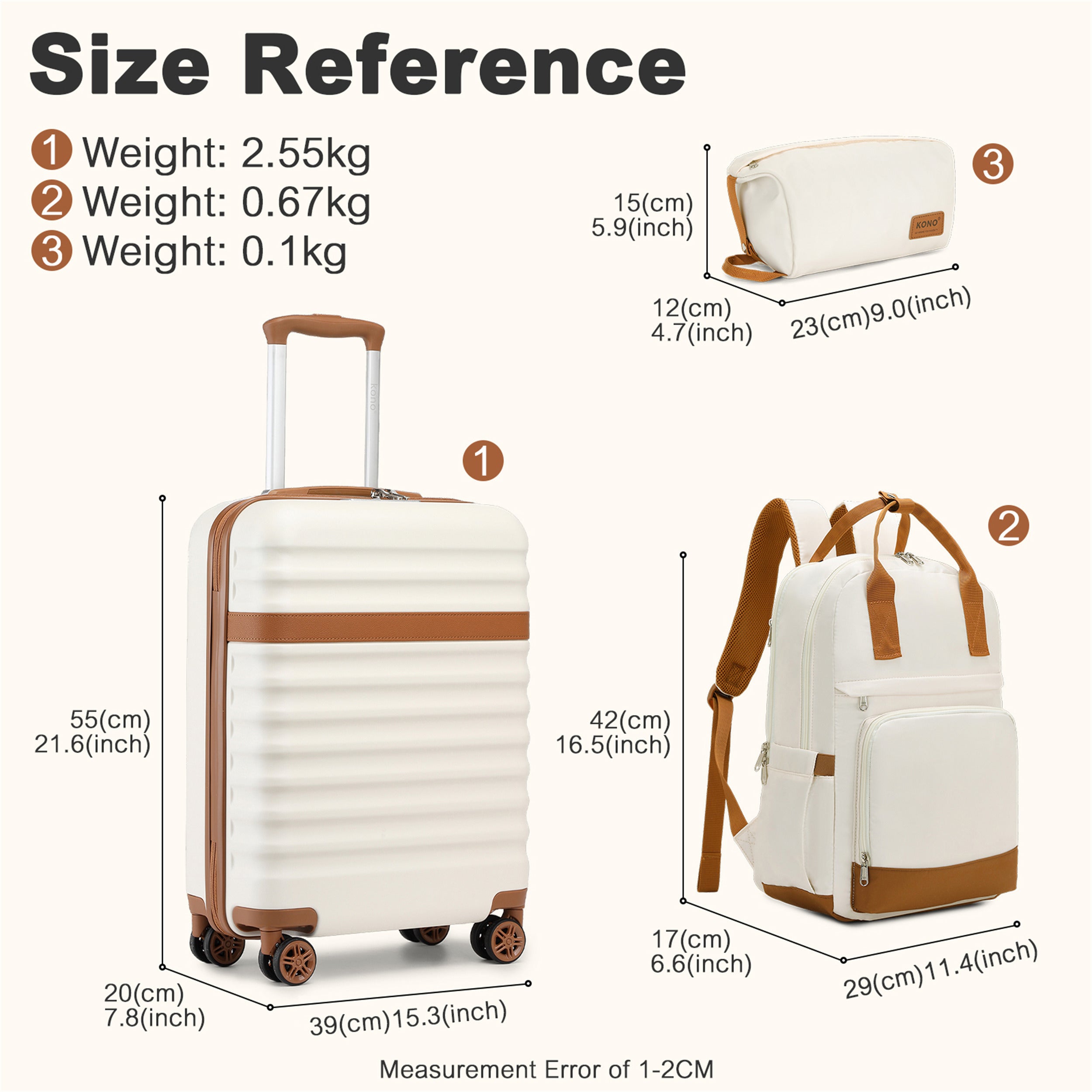 Reisekoffer, Creme/Braun für Freizeit – Detailansicht 23